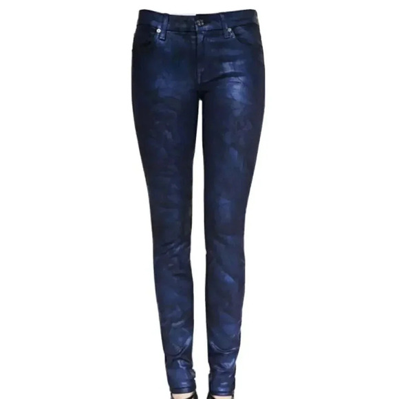 7 FOR ALL MANKIND Coated Crinkled skinny jeans size 26 - Picture 1 of 11